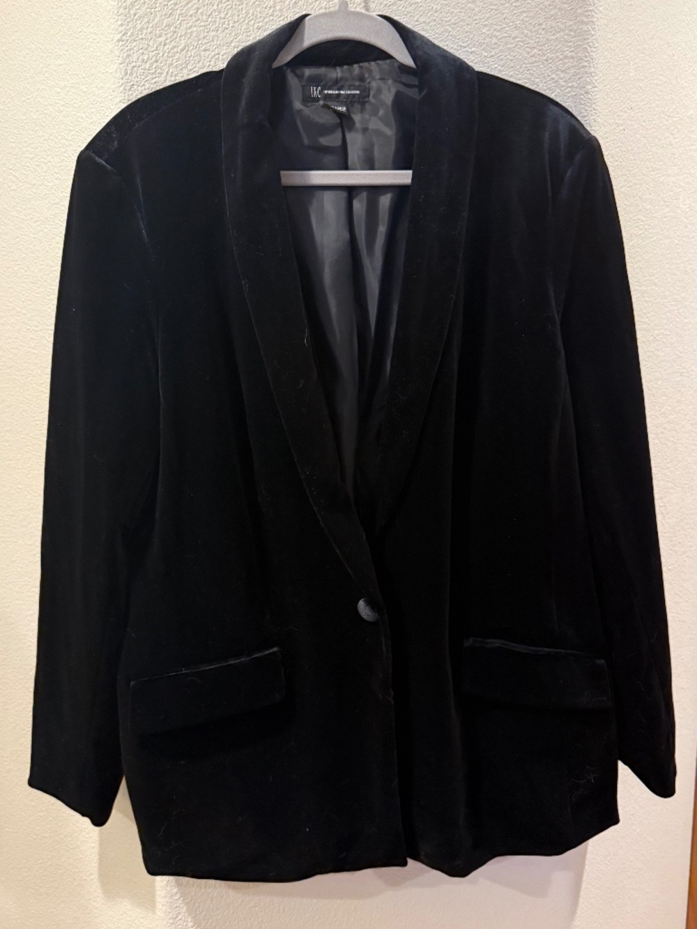 INC International Concepts black velvet blazer shawl collar - Size XL